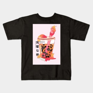 Bubble Kittea - Purrfect Peach Kids T-Shirt